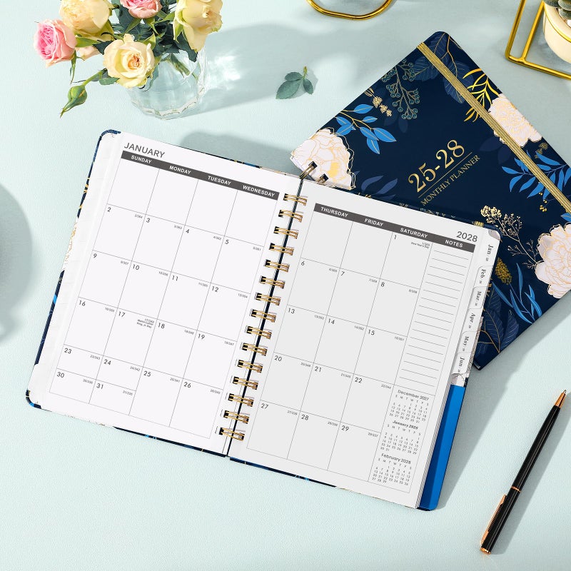 Indeme 2025-2028 Monthly Planner/Calendar - 3 Year Monthly Planner 2025-2028, 6.3"" x 8.4"", July 2025 - June 2028, Academic Planner, Monthly Tabs, Inner Pocket, Elastic Closure, Twin-Wire Binding - Image 3